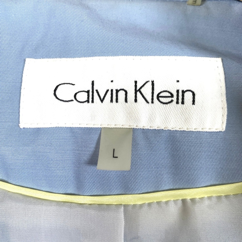 Calvin Klein Belted Double Breasted Trench Coat Women L Blue Chic Career Office - Picture 4 of 12